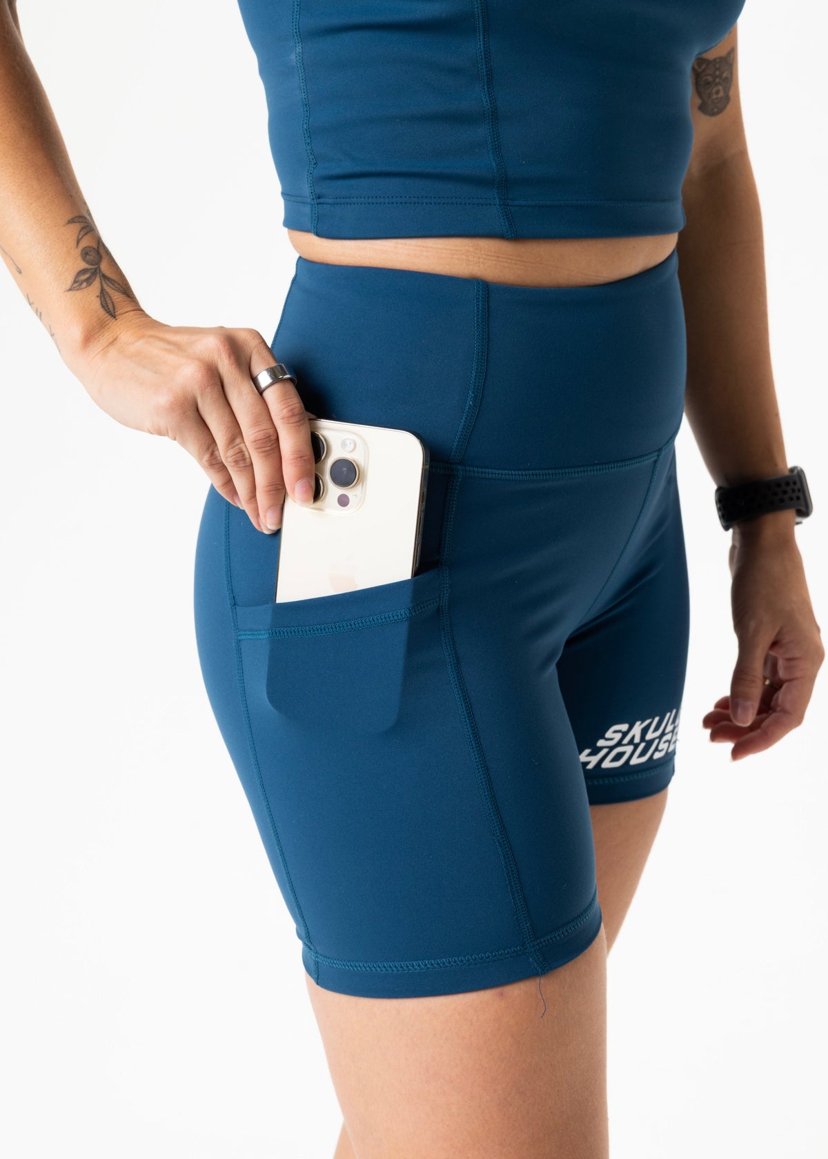 Skull House Running Company PHANTOM HIGH WAIST 5" COMPRESSION - NITRO BLUE - AVBL MRKT (4)