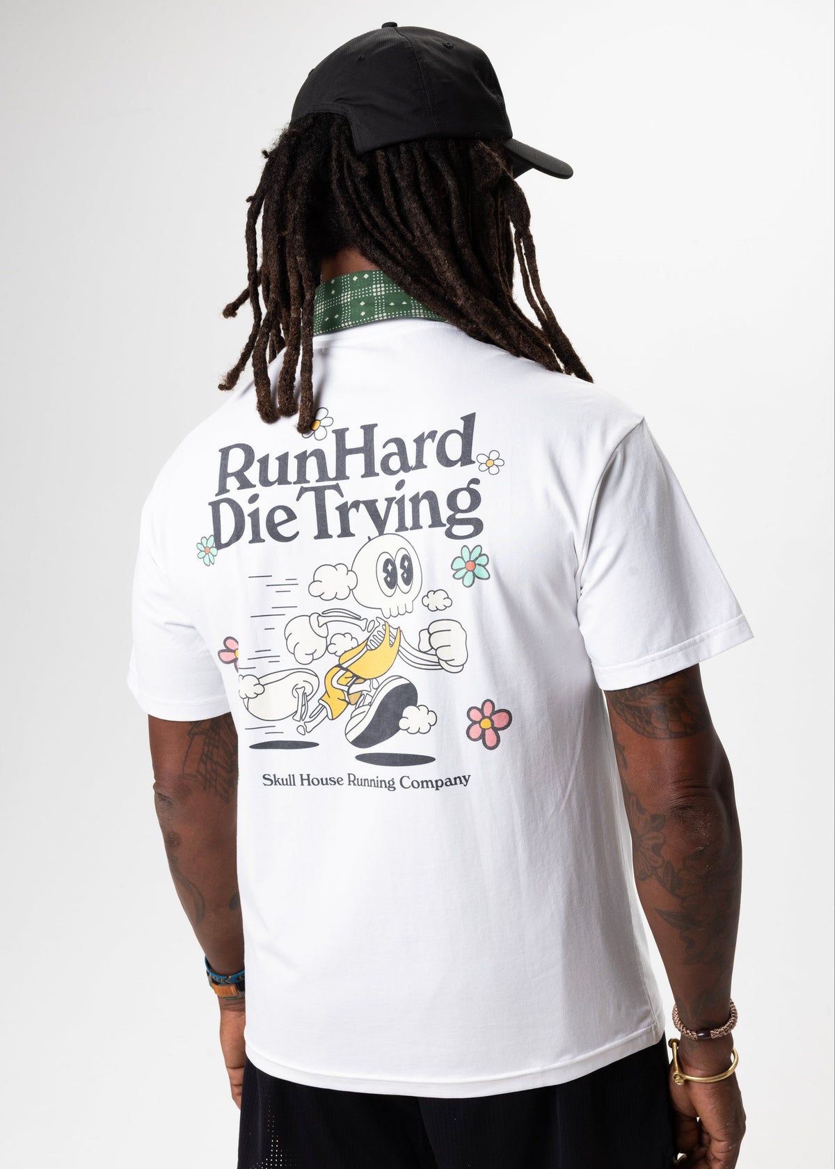 Skull House Running Company RUN HARD TEE, UNISEX - WHITE - AVBL MRKT (2)