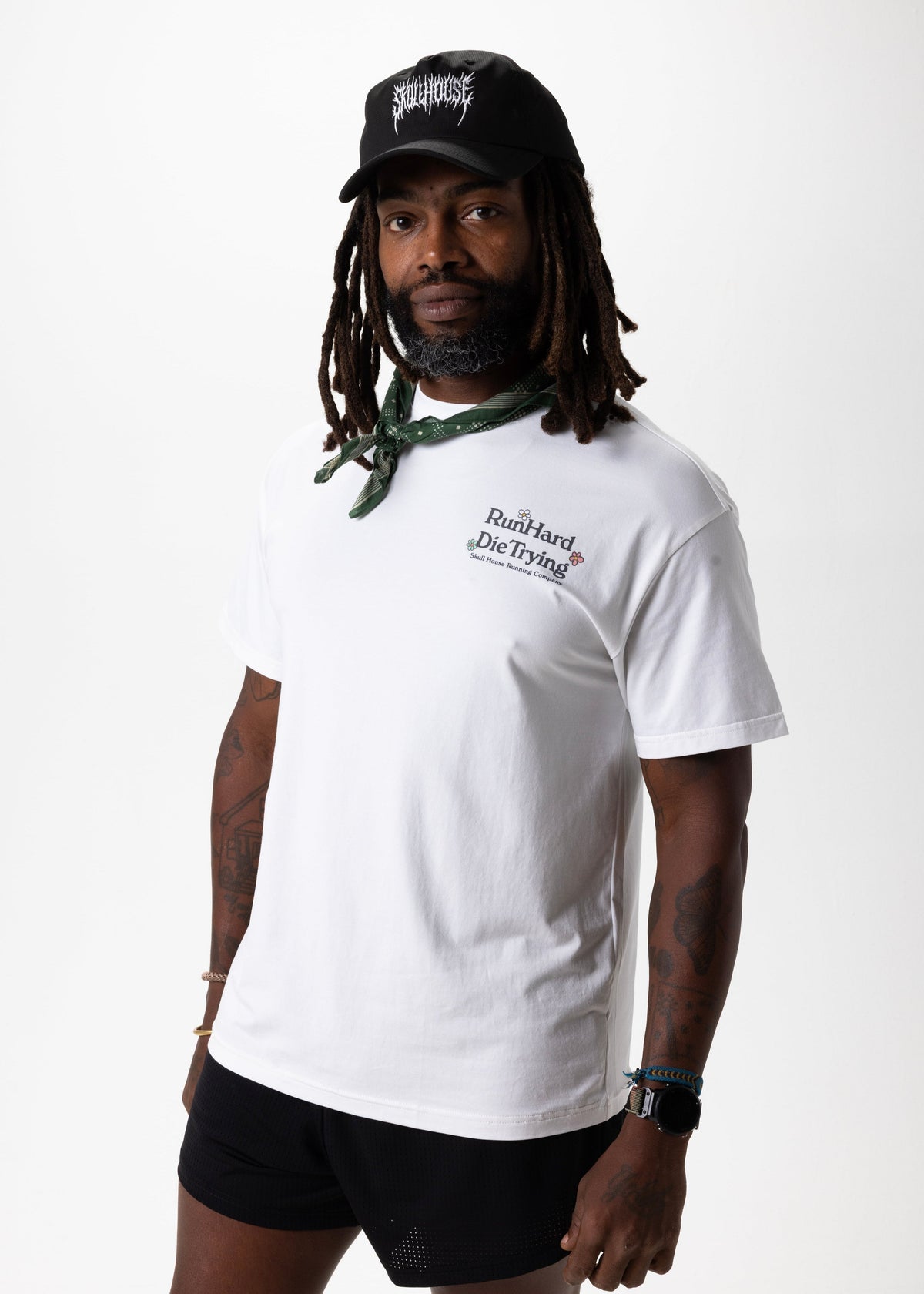 Skull House Running Company RUN HARD TEE, UNISEX - WHITE - AVBL MRKT (3)