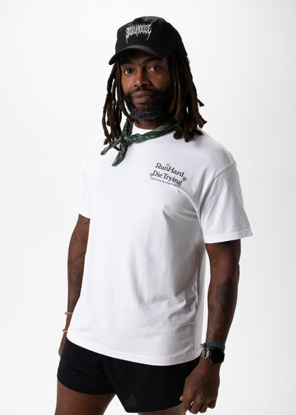 Skull House Running Company RUN HARD TEE, UNISEX - WHITE - AVBL MRKT (3)