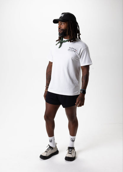 Skull House Running Company RUN HARD TEE, UNISEX - WHITE - AVBL MRKT (4)