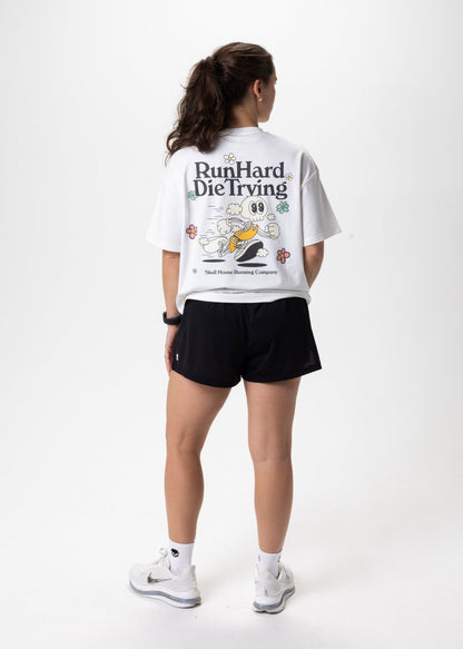 Skull House Running Company RUN HARD TEE, UNISEX - WHITE - AVBL MRKT (5)