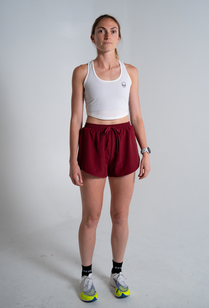 Skull House Running Company SYNERGY CROP TOP - WHITE - AVBL MRKT (2)