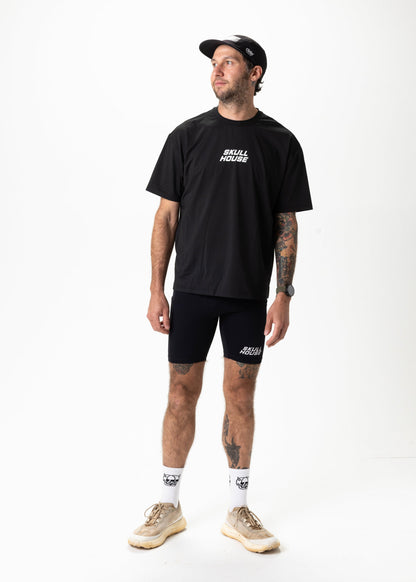 Skull House Running Company TAPERING RUN TEE, UNISEX - BLACK - AVBL MRKT (2)