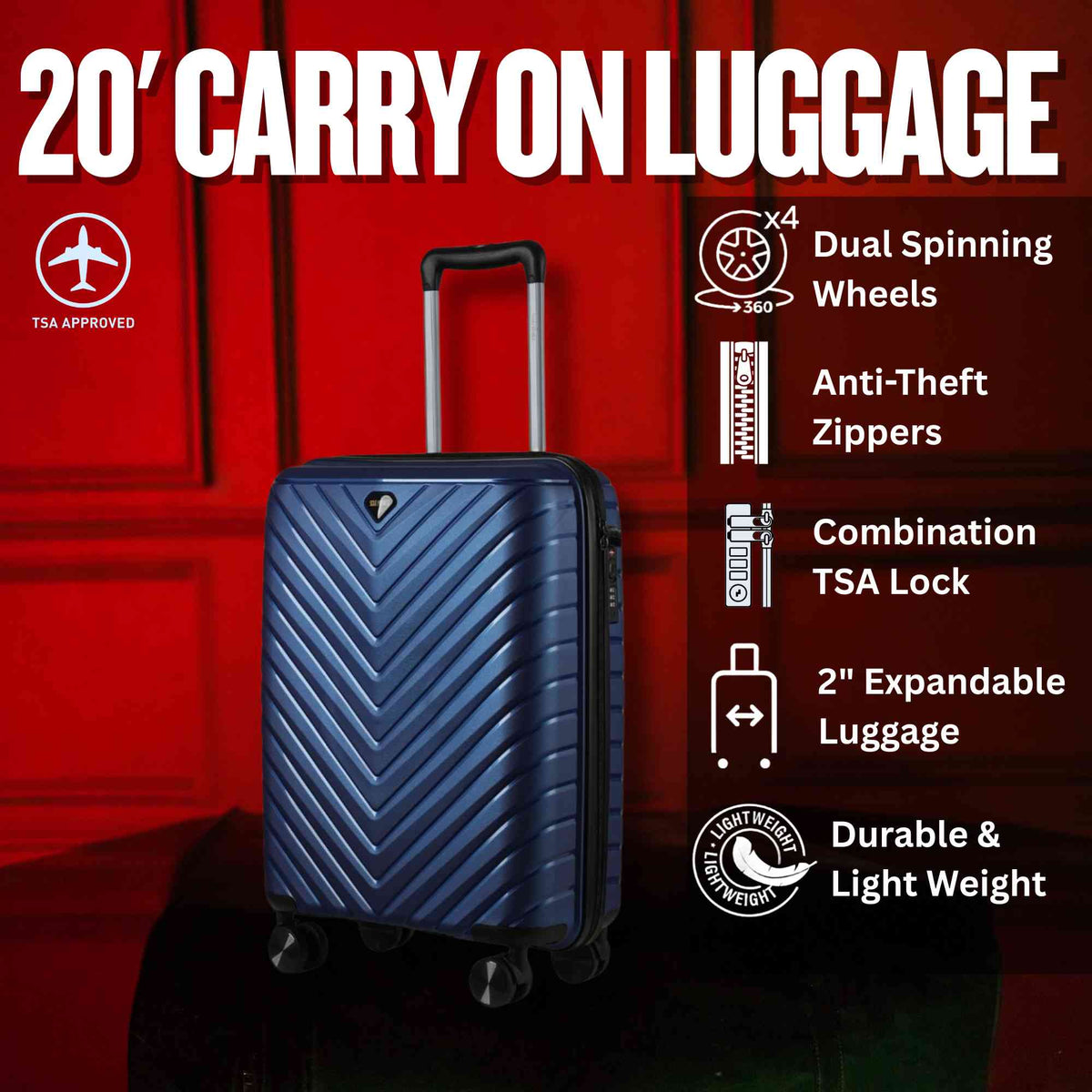 Sole Premise 20-inch Blue Carry-On Hardcase Roller Luggage - AVBL MRKT (8)
