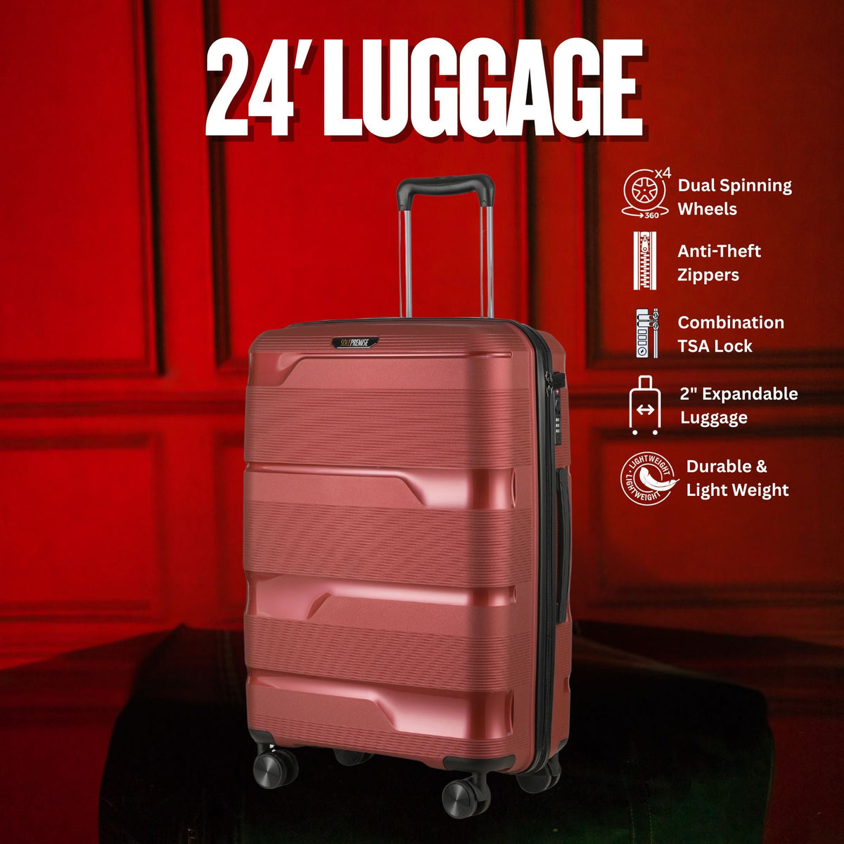 Sole Premise 24-inch Red Hardcase Roller Luggage - AVBL MRKT (8)