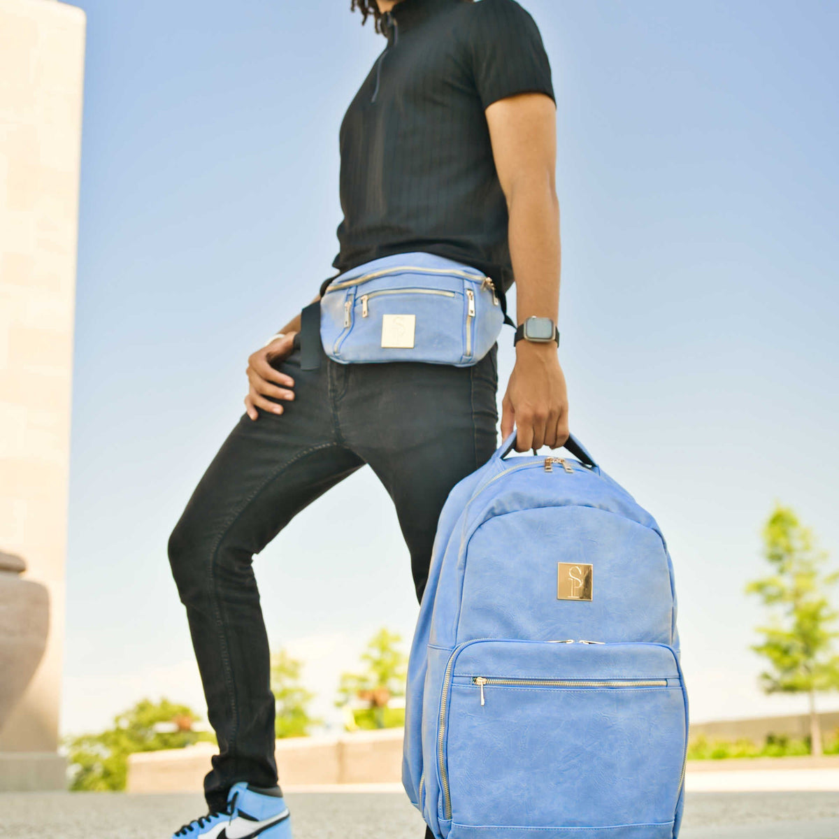 Sole Premise Baby Blue Leather Sling Bag - AVBL MRKT (2)