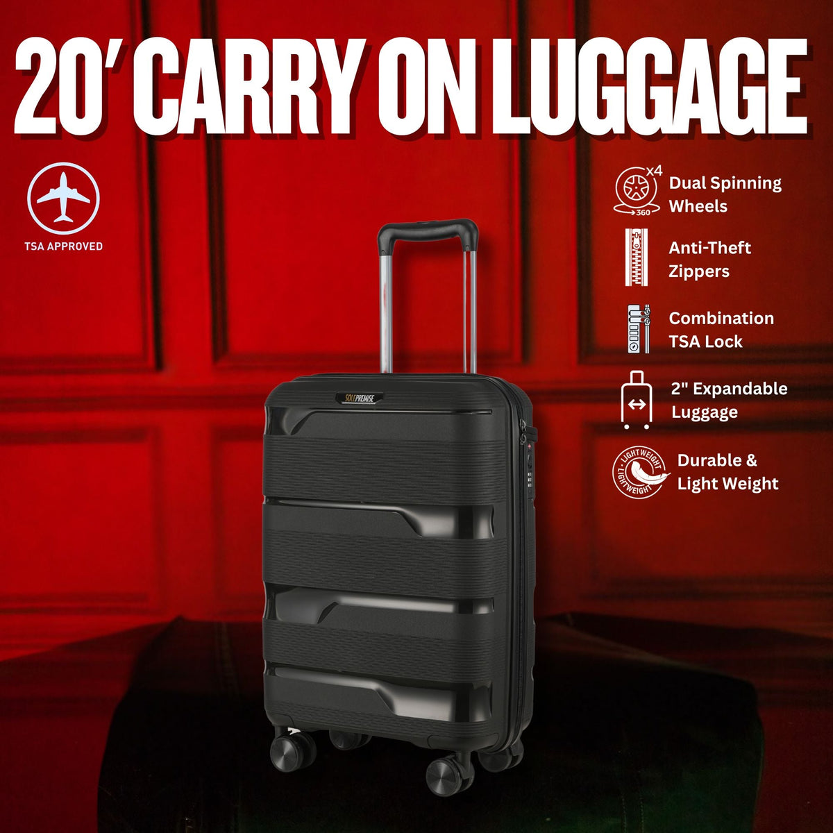 Sole Premise Black Hardcase Roller Luggage Set (28', 24' and 20') - AVBL MRKT (3)