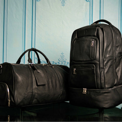 Sole Premise Black Leather Signature Bag Set (Signature Backpack and Duffle Bag) - AVBL MRKT (1)