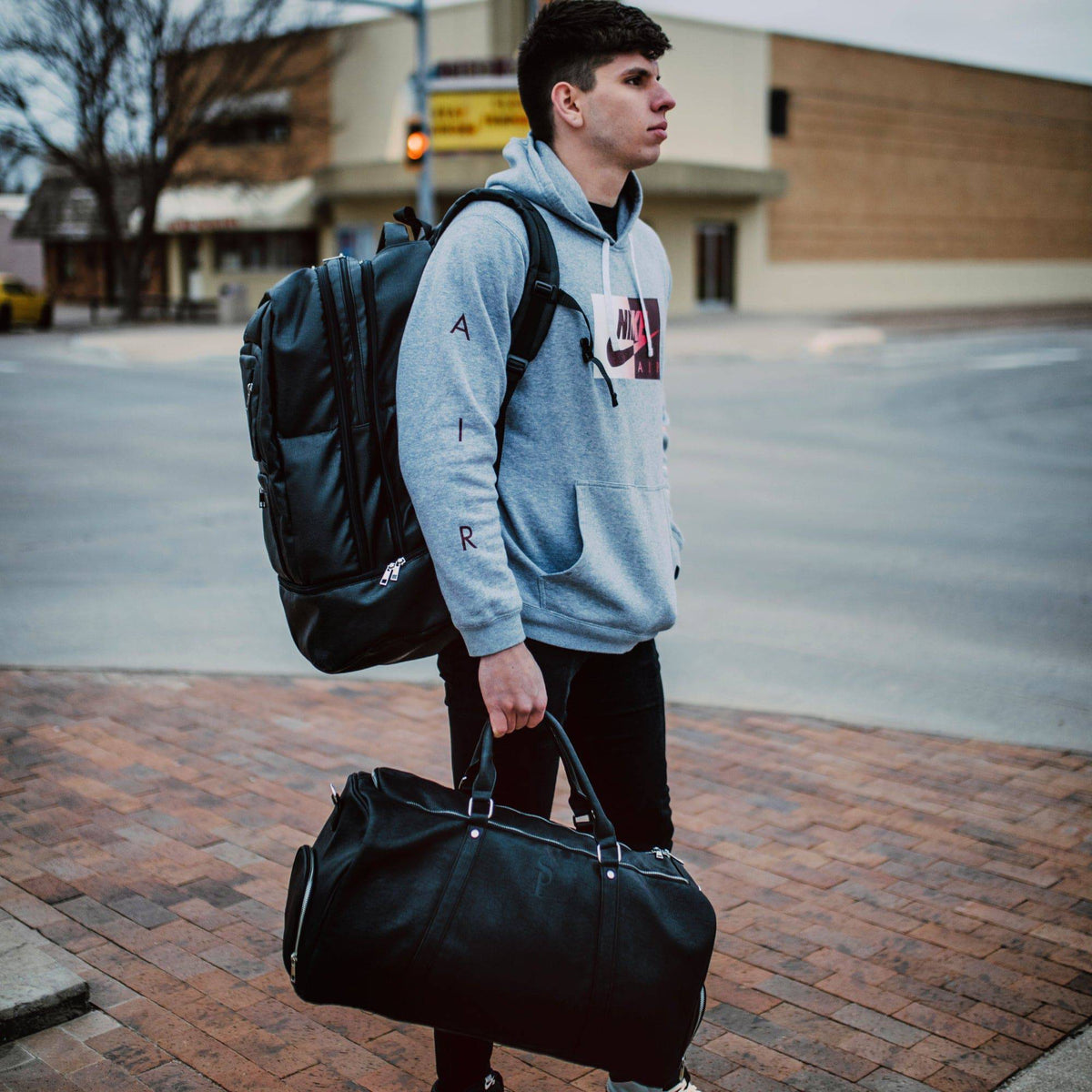 Sole Premise Black Leather Signature Bag Set (Signature Backpack and Duffle Bag) - AVBL MRKT (7)