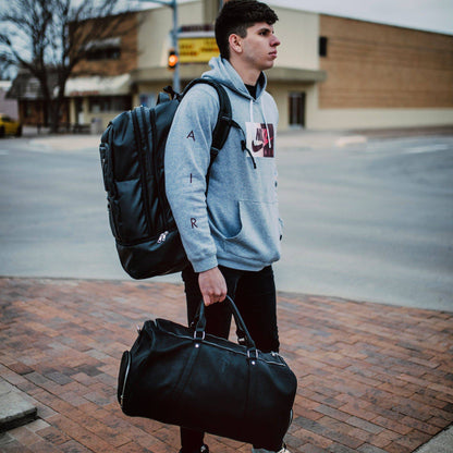 Sole Premise Black Leather Signature Bag Set (Signature Backpack and Duffle Bag) - AVBL MRKT (7)
