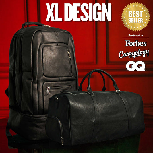 Sole Premise Black Leather XL Signature Bag Set (XL Signature Backpack and Duffle Bag) - AVBL MRKT (1)