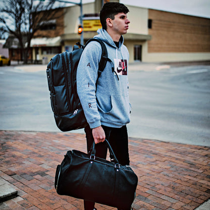Sole Premise Black Leather XL Signature Bag Set (XL Signature Backpack and Duffle Bag) - AVBL MRKT (6)