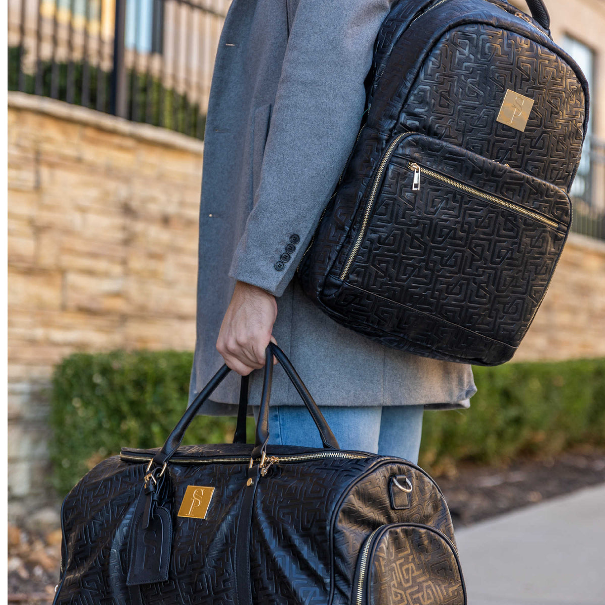 Sole Premise Black Monogram Leather Commuter Bag - AVBL MRKT (7)