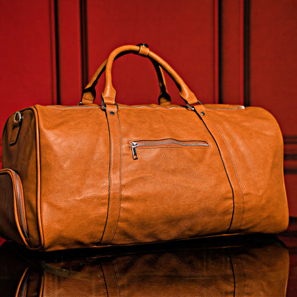Sole Premise Brown Tumbled Leather 2 Bag Set (Commuter Backpack and Duffle Bag) - AVBL MRKT (6)