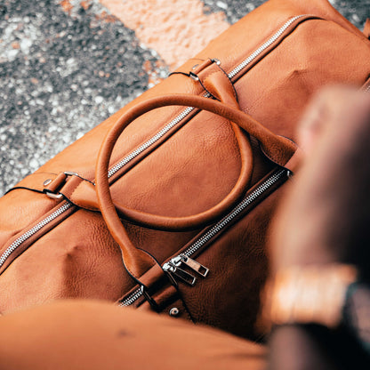 Sole Premise Brown Tumbled Leather Duffle Bag - AVBL MRKT (7)