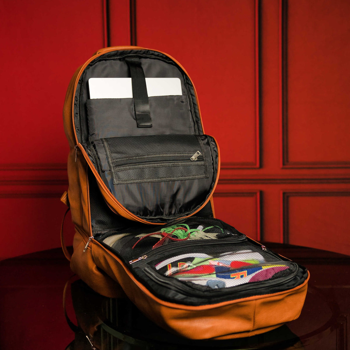 Sole Premise Brown Tumbled Leather Signature Bag Set (Signature Backpack and Duffle Bag) - AVBL MRKT (4)