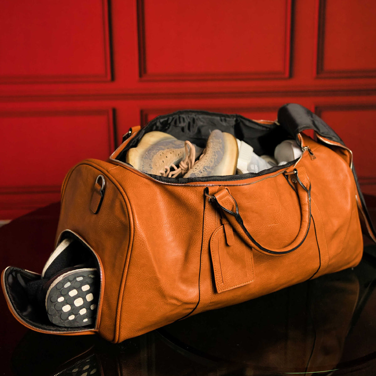Sole Premise Brown Tumbled Leather Signature Bag Set (Signature Backpack and Duffle Bag) - AVBL MRKT (5)