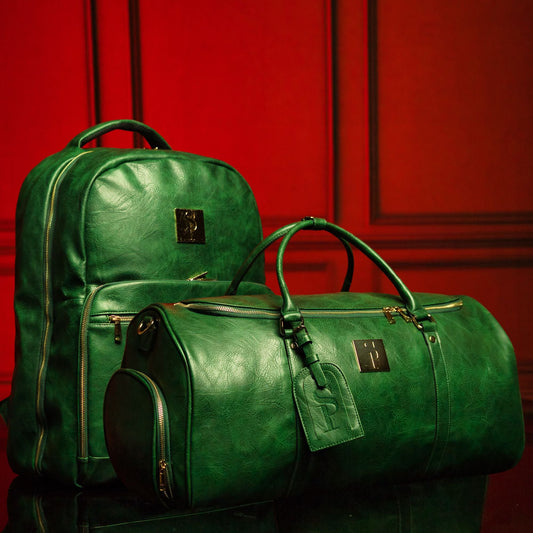 Sole Premise Emerald Green Leather 2 Bag Set (Commuter Backpack and Duffle) - AVBL MRKT (1)