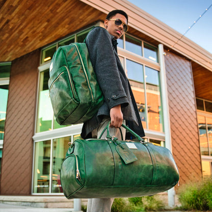 Sole Premise Emerald Green Leather 2 Bag Set (Commuter Backpack and Duffle) - AVBL MRKT (3)