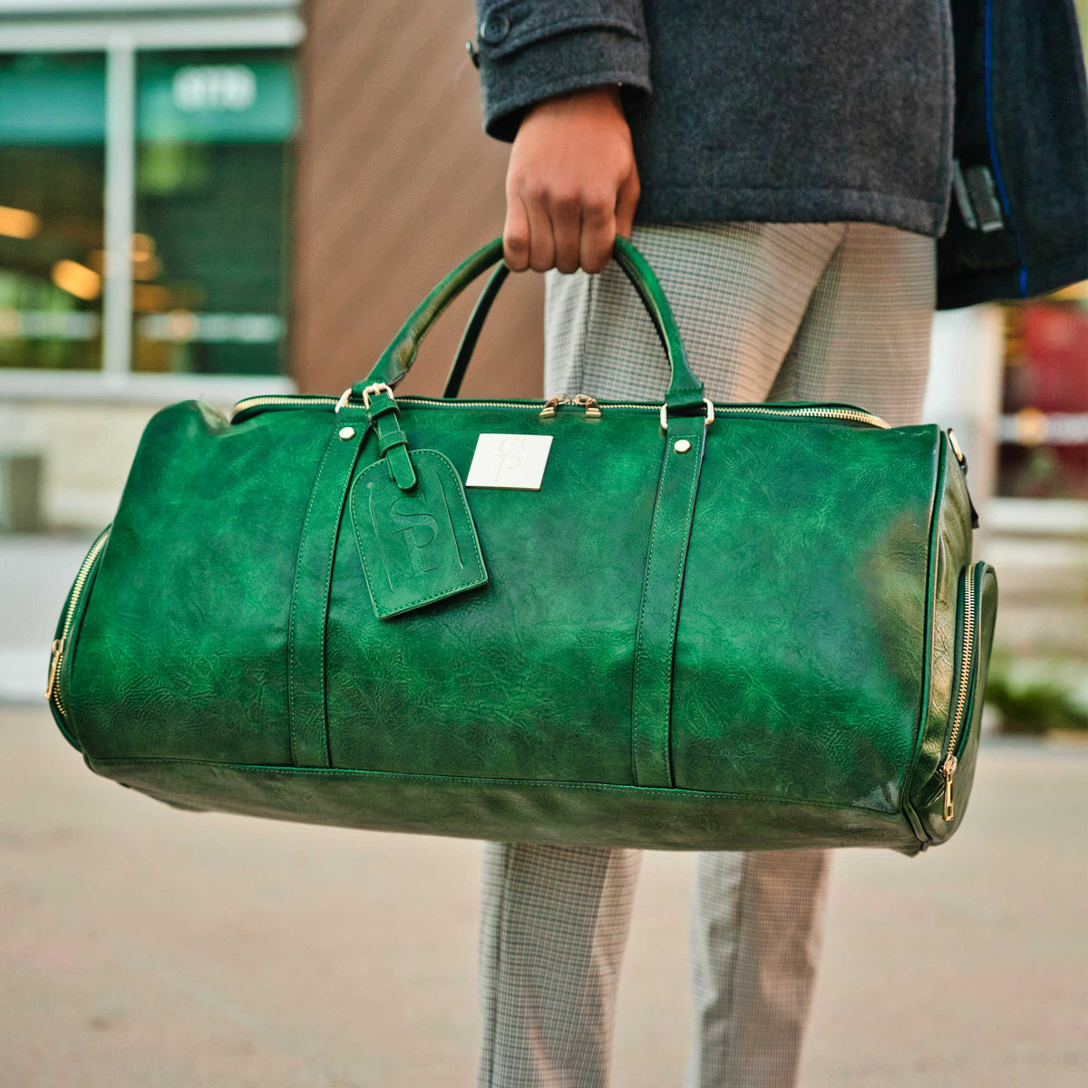 Sole Premise Emerald Green Leather 2 Bag Set (Commuter Backpack and Duffle) - AVBL MRKT (6)
