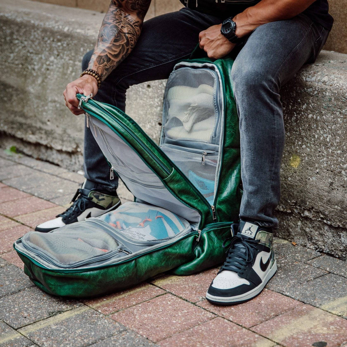 Sole Premise Emerald Green Leather Carry-On Patented Backpack (Only 300 Made) - AVBL MRKT (3)
