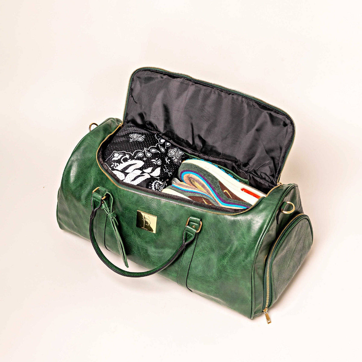 Sole Premise Emerald Green Leather Weekender Duffle Bag - AVBL MRKT (3)