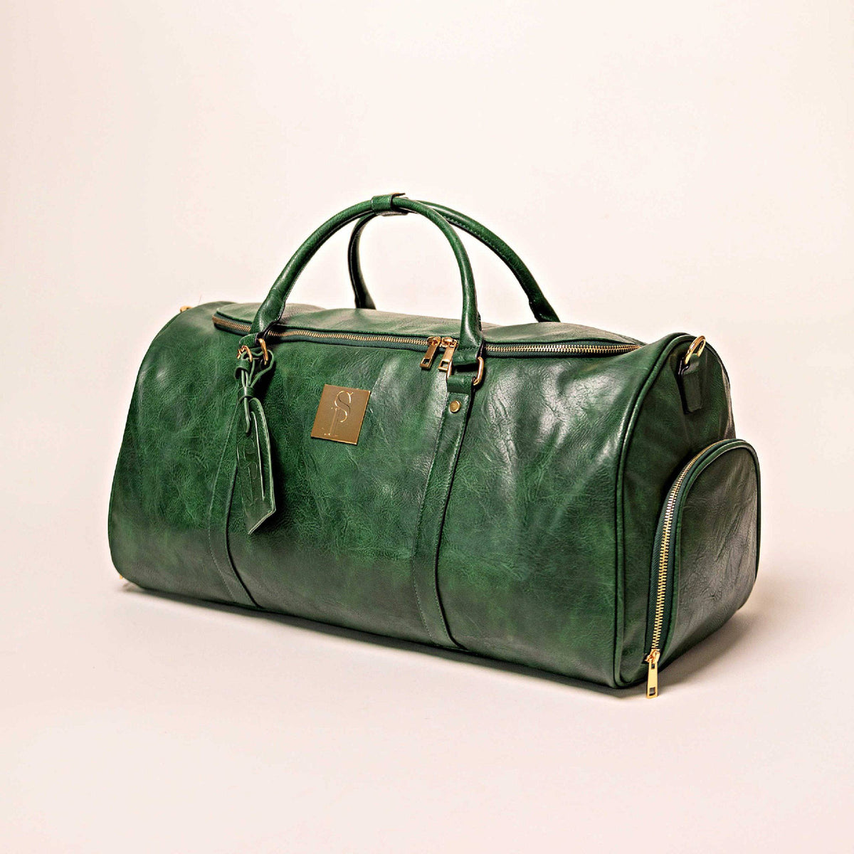 Sole Premise Emerald Green Leather Weekender Duffle Bag - AVBL MRKT (7)