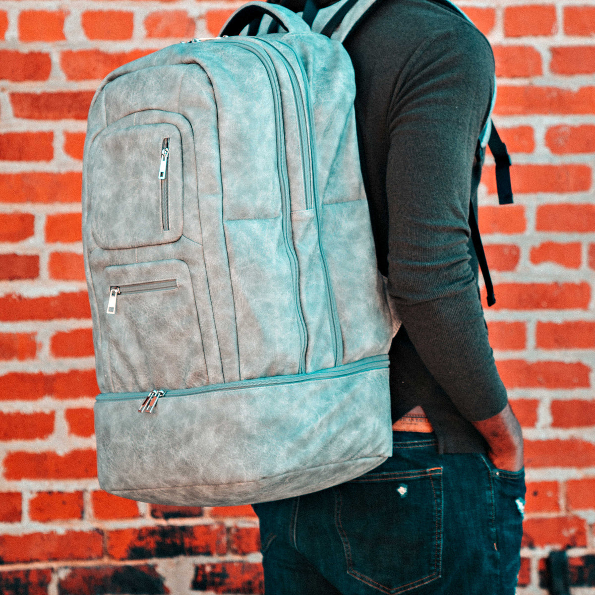 Sole Premise Grey Leather Carry-On Patented Backpack (Only 300 Made) - AVBL MRKT (2)
