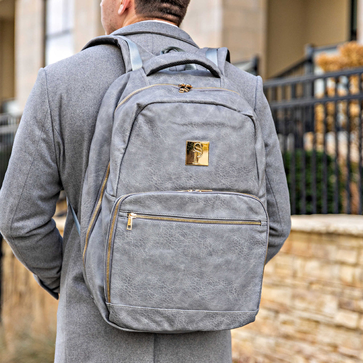 Sole Premise Grey Leather Commuter Bag - AVBL MRKT (2)