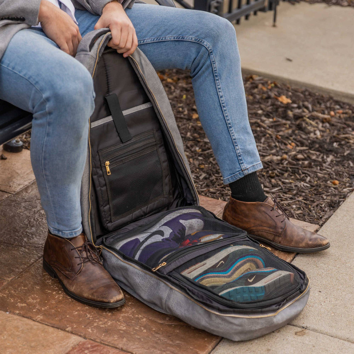 Sole Premise Grey Leather Commuter Bag - AVBL MRKT (3)