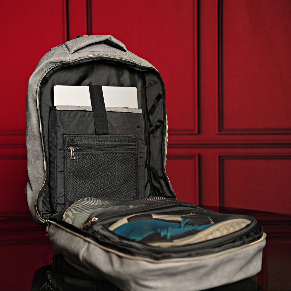 Sole Premise Grey Leather Commuter Bag - AVBL MRKT (4)
