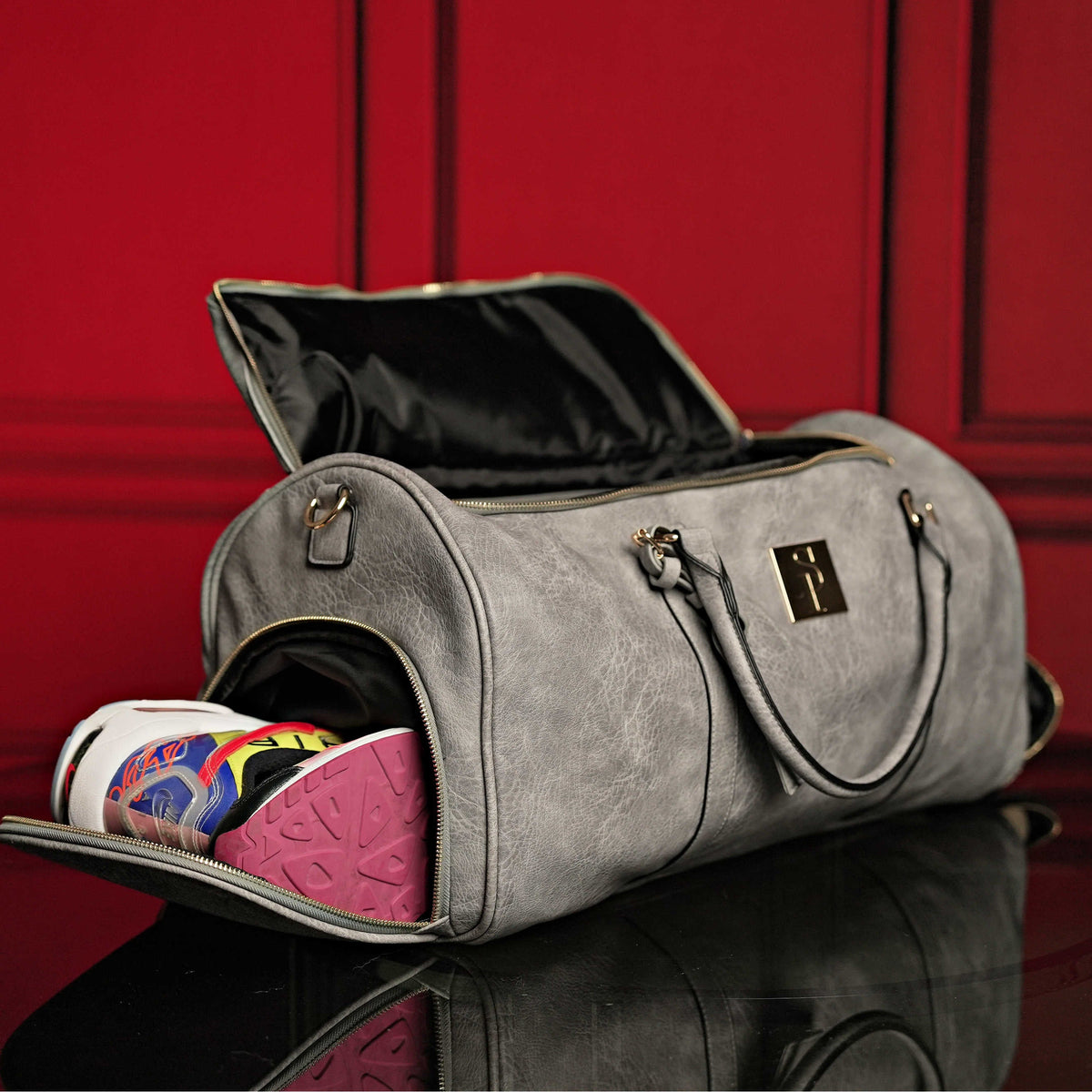 Sole Premise Grey Tumbled Leather Weekender Duffle Bag - AVBL MRKT (3)