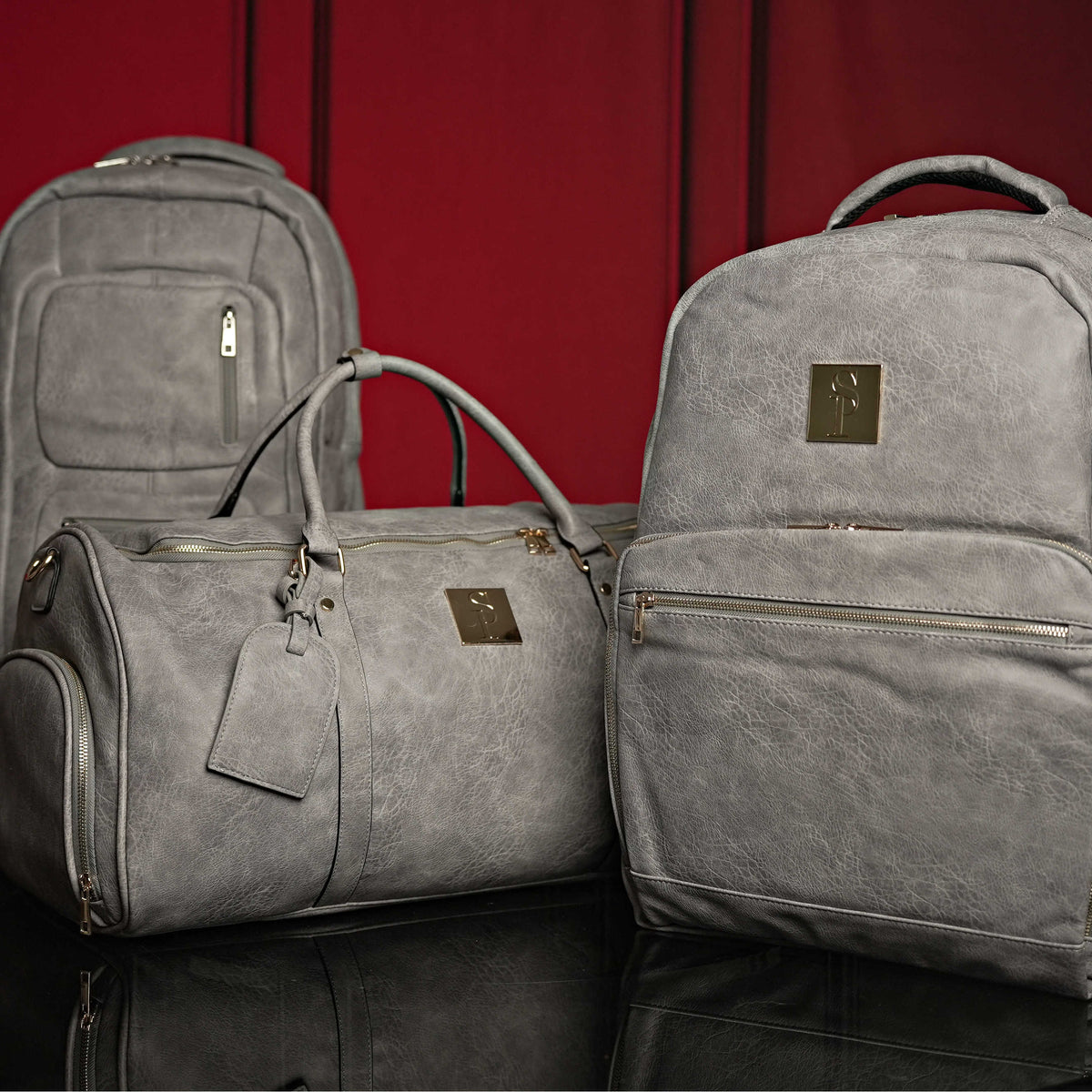 Sole Premise Grey Tumbled Luciano Leather 3 Bag Set - AVBL MRKT (1)