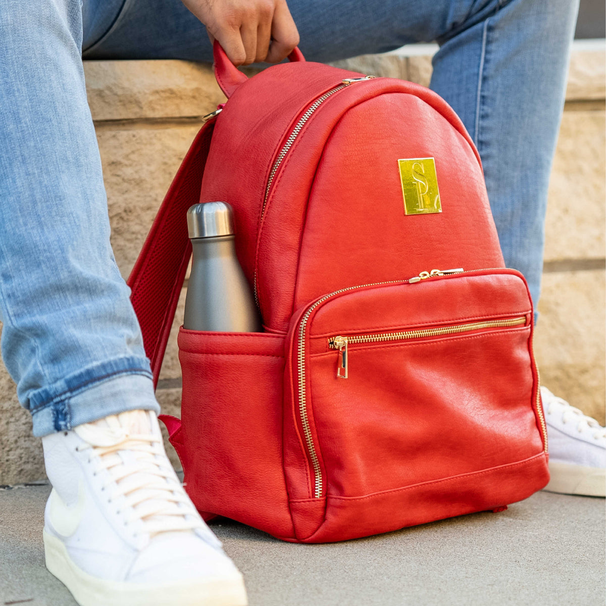 Sole Premise Red Leather Carrier Backpack - AVBL MRKT (3)
