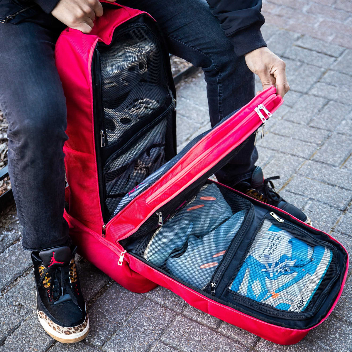 Sole Premise Red Polyester Carry-On Patented Backpack (Only 300 Made) - AVBL MRKT (5)
