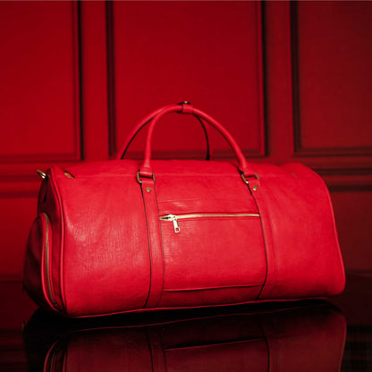 Sole Premise Red Tumbled Leather Weekender Duffle Bag - AVBL MRKT (4)