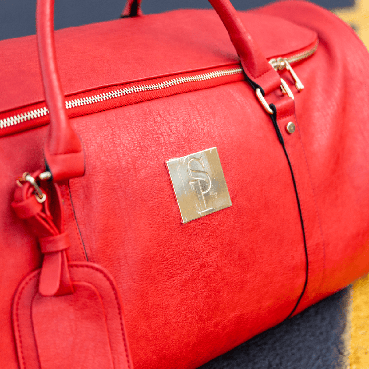 Sole Premise Red Tumbled Leather Weekender Duffle Bag - AVBL MRKT (5)