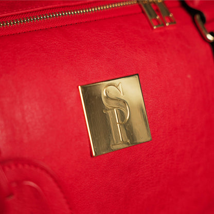 Sole Premise Red Tumbled Leather Weekender Duffle Bag - AVBL MRKT (6)