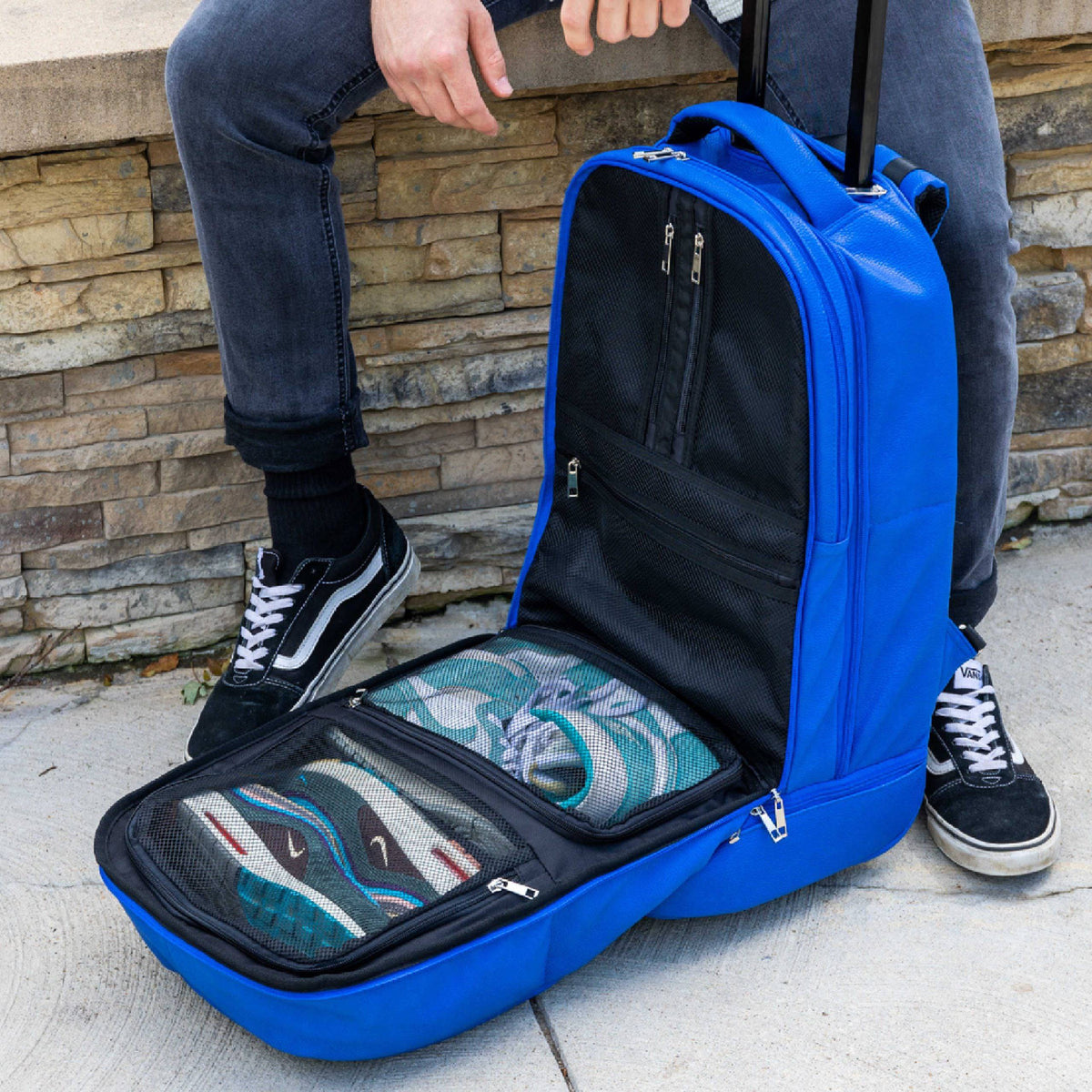 Sole Premise Royal Blue Leather Carry-On Roller Bag (Only 150 Made) - AVBL MRKT (2)