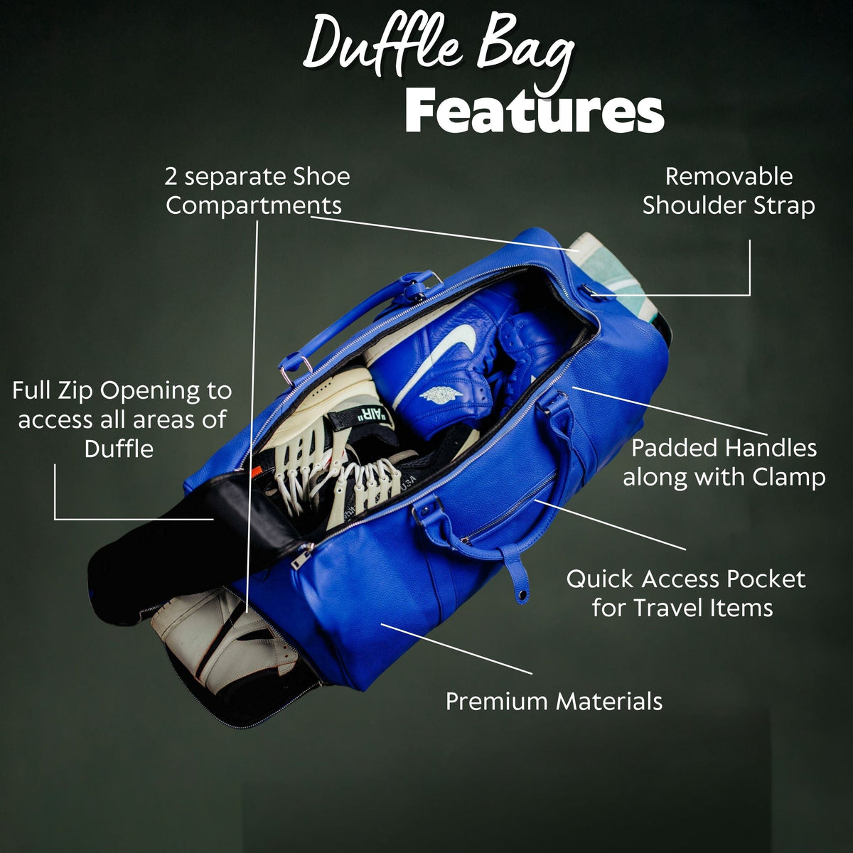 Sole Premise Royal Blue Leather Duffle Bag - AVBL MRKT (4)