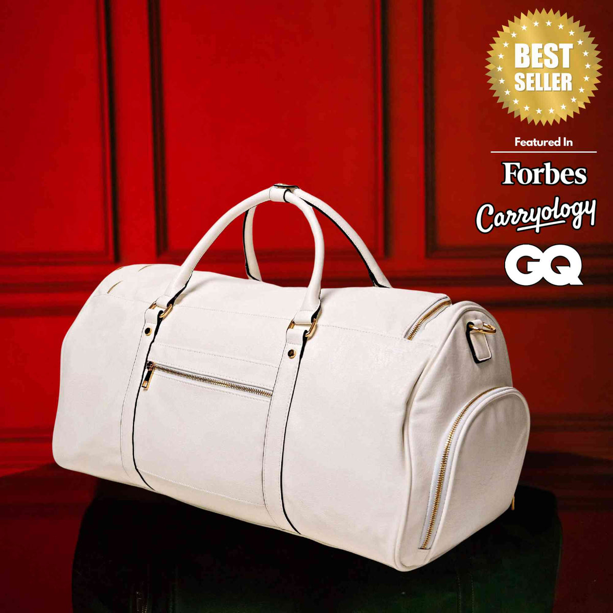 Sole Premise White Leather Weekender Duffle Bag - AVBL MRKT (3)
