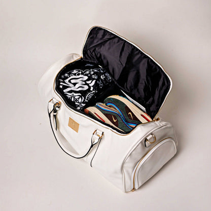 Sole Premise White Leather Weekender Duffle Bag - AVBL MRKT (4)