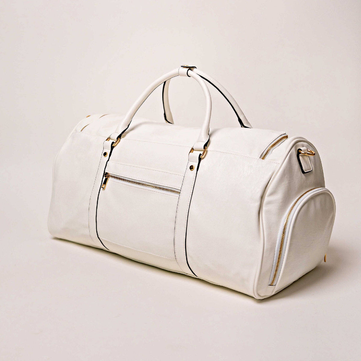 Sole Premise White Leather Weekender Duffle Bag - AVBL MRKT (5)