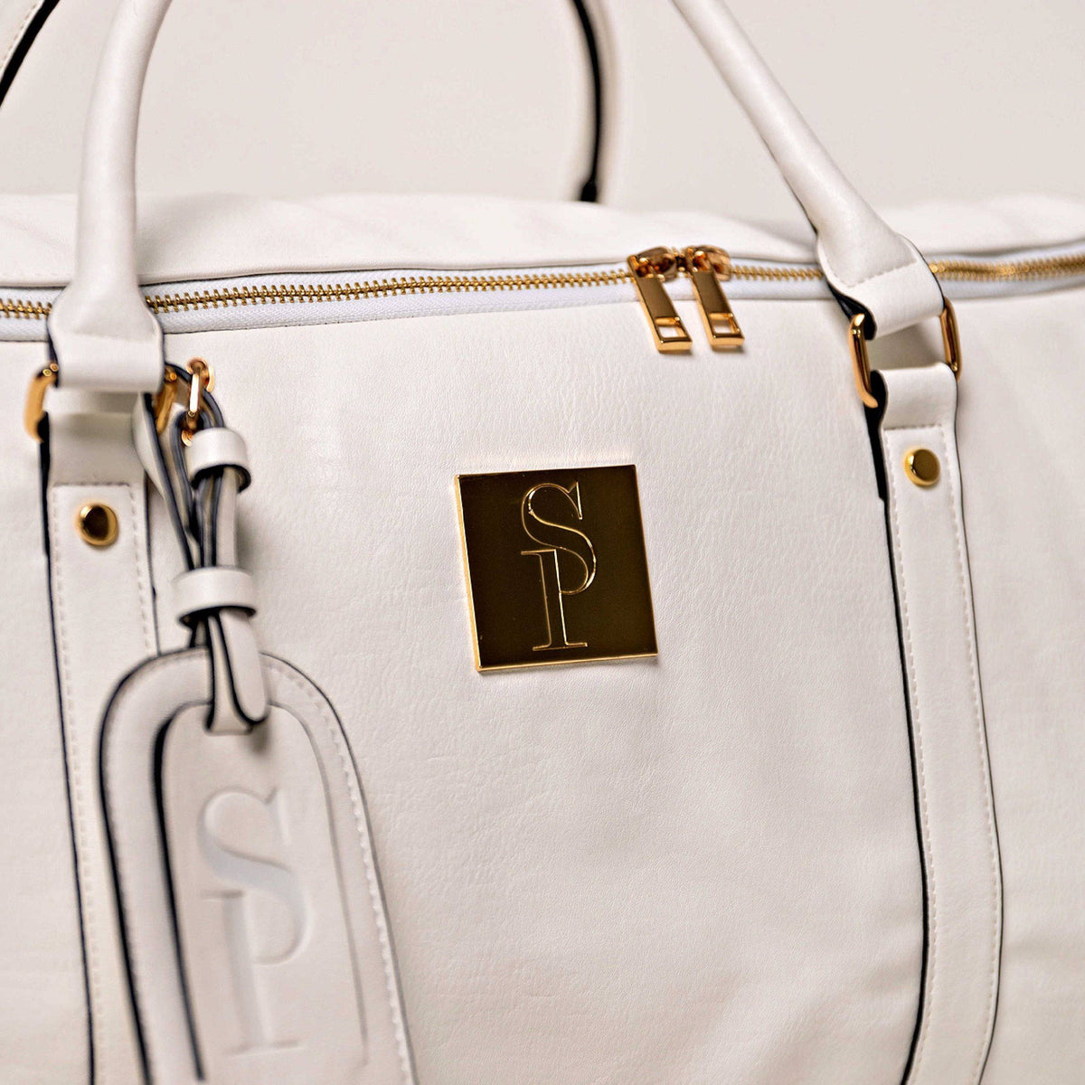 Sole Premise White Leather Weekender Duffle Bag - AVBL MRKT (6)