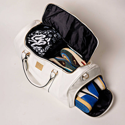 Sole Premise White Leather Weekender Duffle Bag - AVBL MRKT (7)