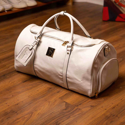 Sole Premise White Leather Weekender Duffle Bag - AVBL MRKT (8)
