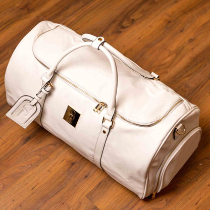 Sole Premise White Leather Weekender Duffle Bag - AVBL MRKT (9)