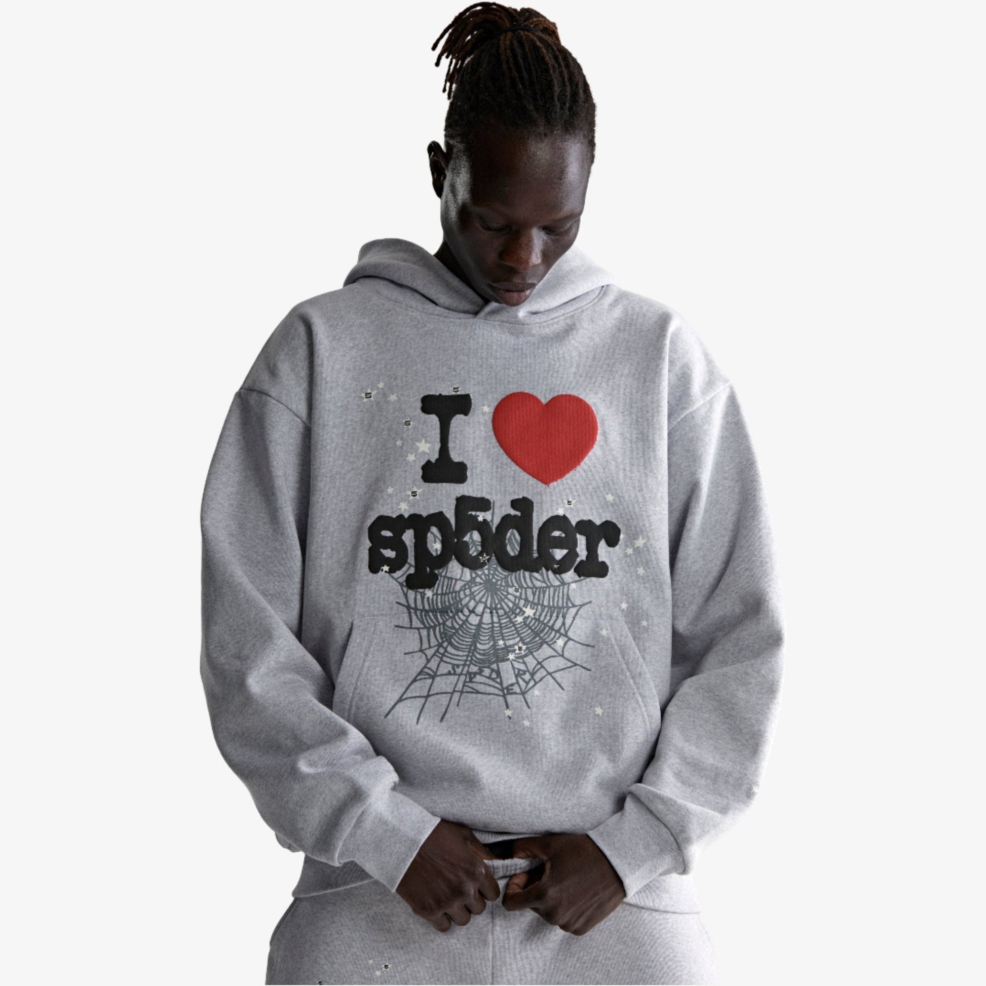Sp5der 'Souvenir / I Love' Pullover Hoodie Heather Grey (FW24) [SS18FW24HGR] Casual Fashion Hooded Sweater for Unisex Adult Mens Hypebeast - AVBL MRKT (14)