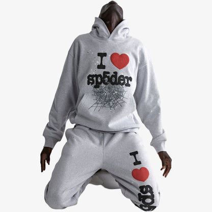 Sp5der 'Souvenir / I Love' Pullover Hoodie Heather Grey (FW24) [SS18FW24HGR] Casual Fashion Hooded Sweater for Unisex Adult Mens Hypebeast - AVBL MRKT (17)
